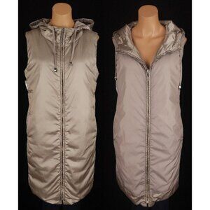 S' Max Mara Light Down Quilted Reversible Vest Size 44 US 10 Womens Beige